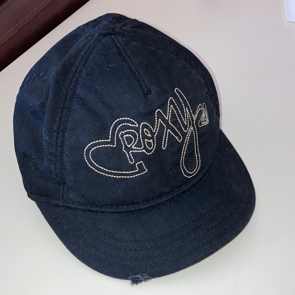 Roxy Black Distressed Brim Baseball Hat